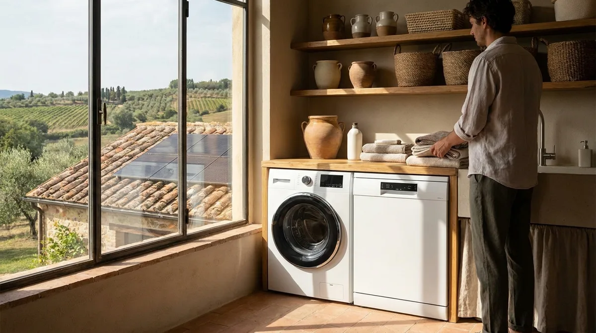 Famiglia italiana che ottimizza l'autoconsumo del proprio impianto fotovoltaico nel 2026